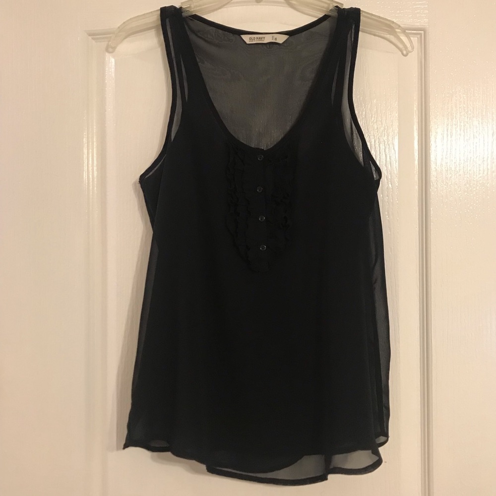Old Navy Women’s Dressy Sheer (Lined) Black Sleeveless Top.  Size Small.  EUC